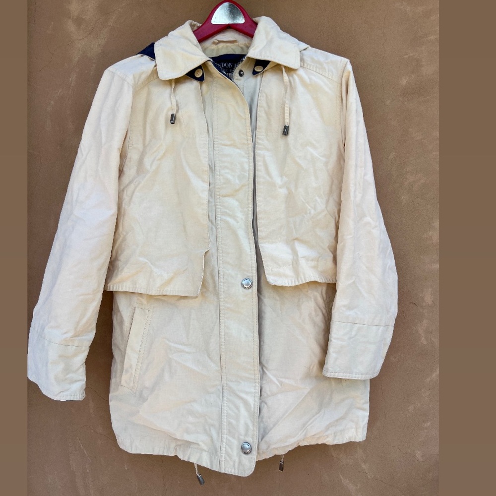 Vintage London Fog Butter Yellow Navy Fisherman Jacket size Small